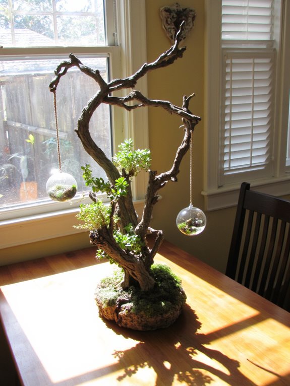 support de terrarium en branche DIY