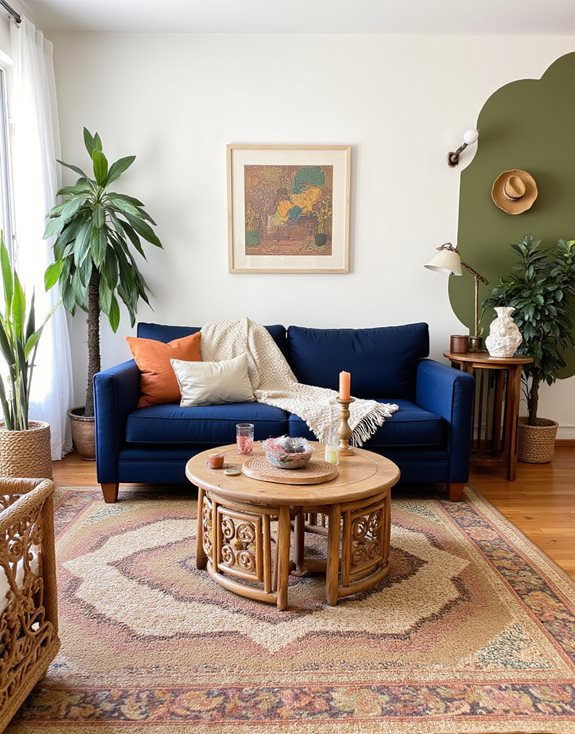 tons terreux avec du bleu