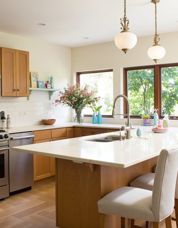 designs de cuisines beige adaptés aux familles