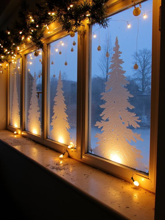 silhouettes de sapins de Noël festifs