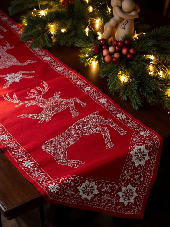 renne festif et flocons de neige