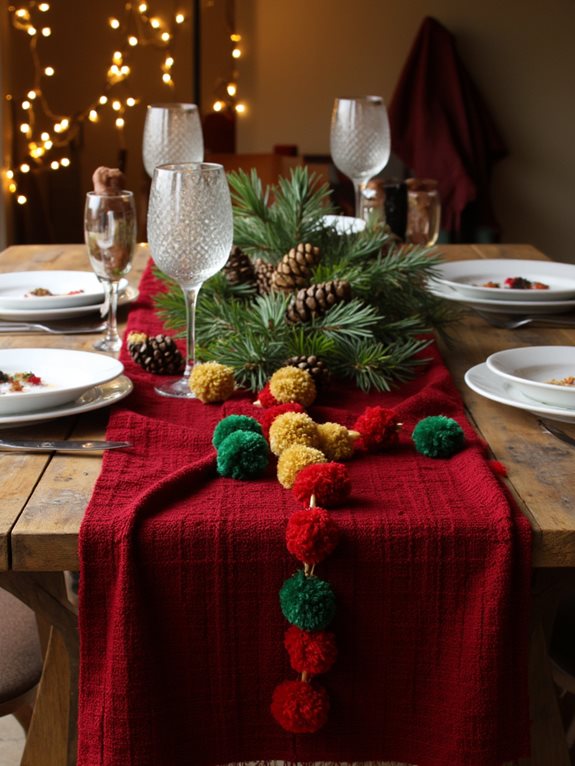 table festive avec des pompons