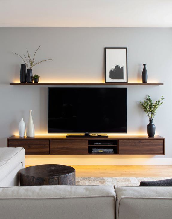 console multimedia flottante élégante