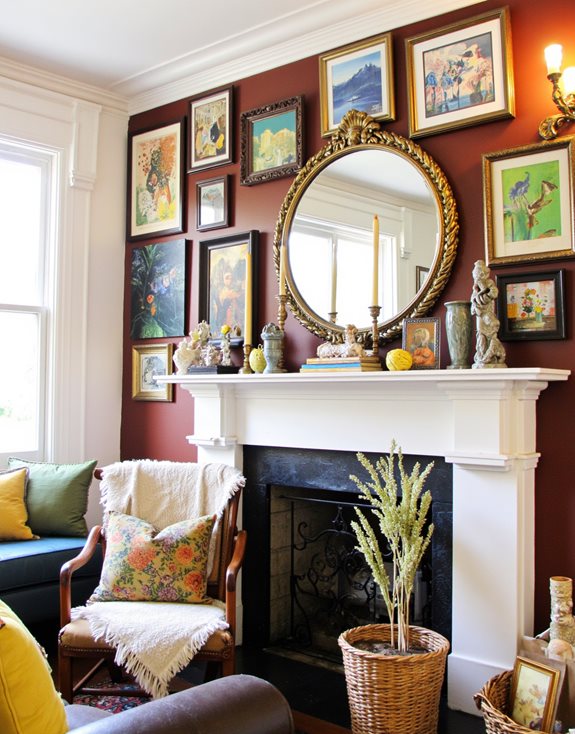 mur de galerie avec des miroirs