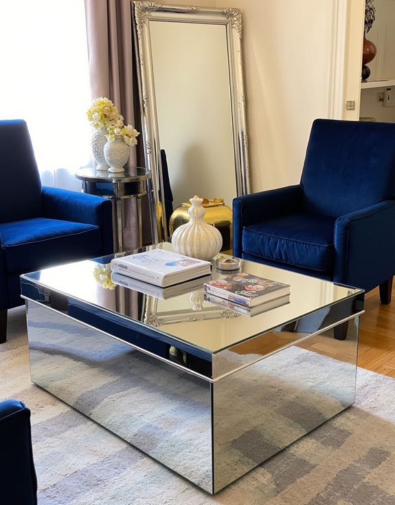 accents de meubles miroités glamour