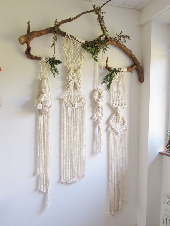Art mural en macramé branches