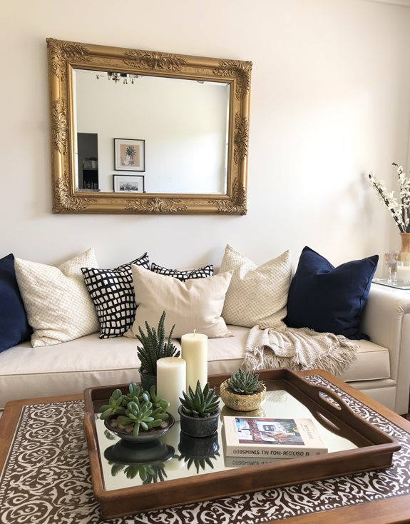 plateau de service décoratif miroir