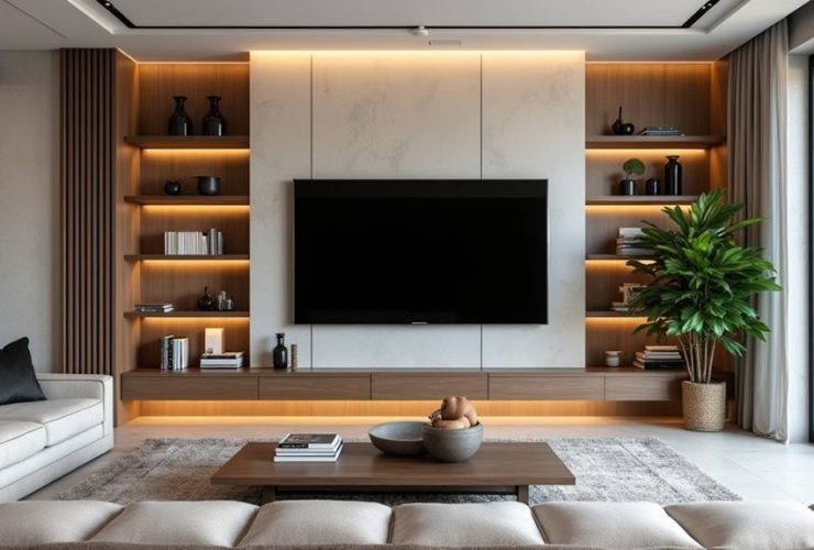 idées modernes de décoration murale pour TV