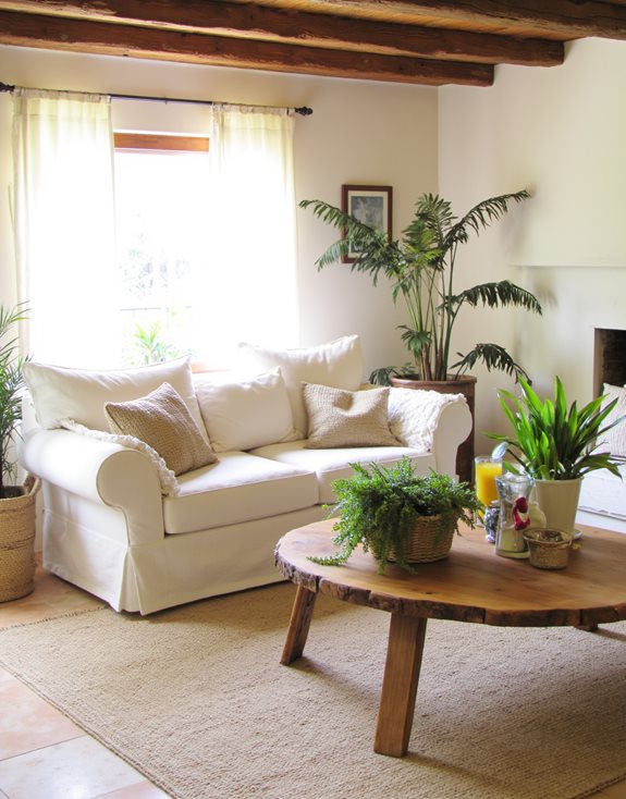 salon beige douillet inspiré par la nature