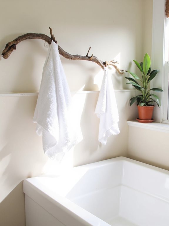 support à serviette en branche rustique