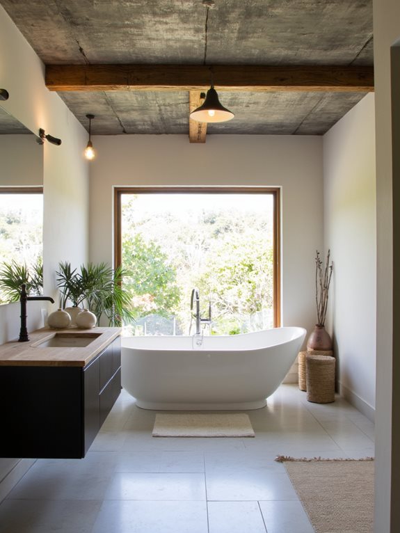 salle de bain moderne rustique mélange