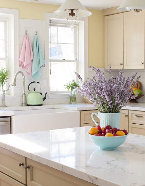 beige doux avec des pastels