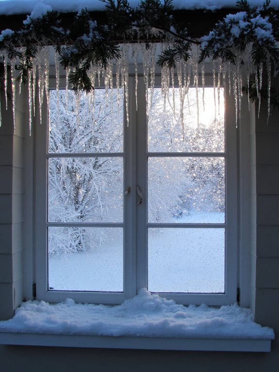 décorations de glace pétillantes fenêtre