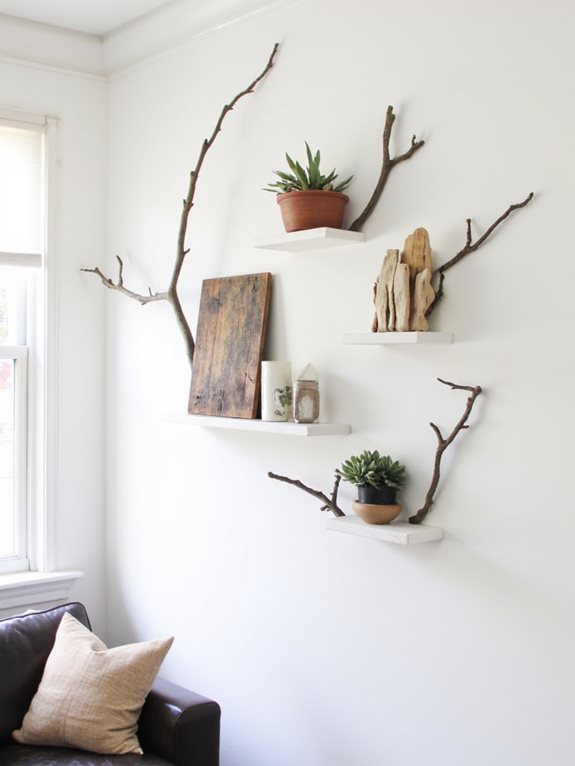 étagères suspendues en branche élégantes