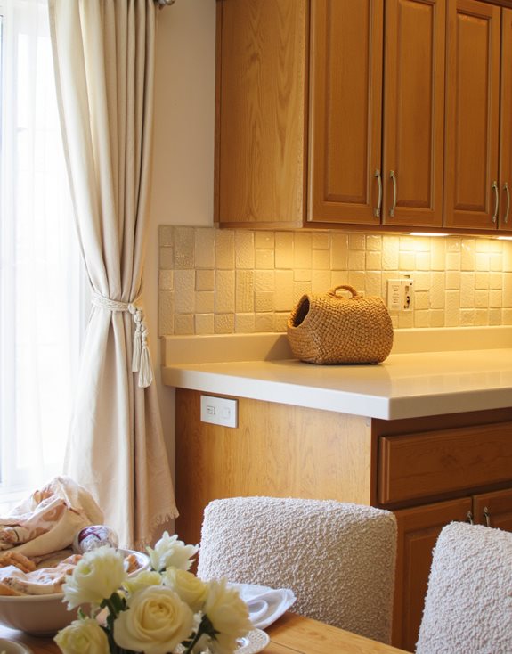 éléments de cuisine beige texturés