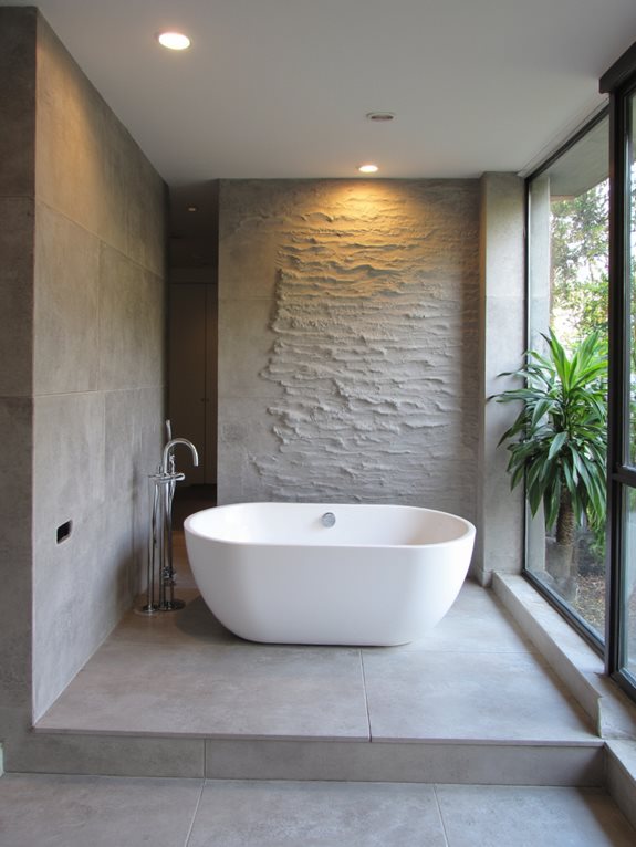 Des murs texturés améliorent les salles de bain