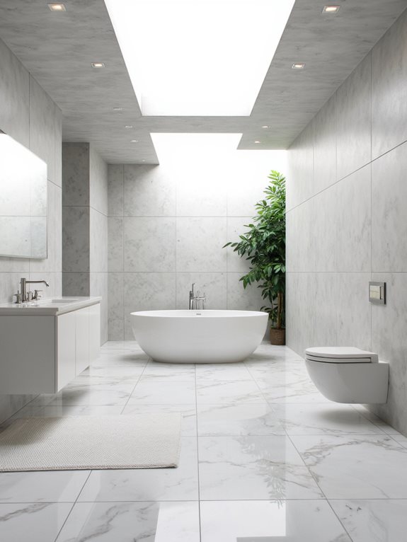 Les plafonds en carreaux élèvent les salles de bains