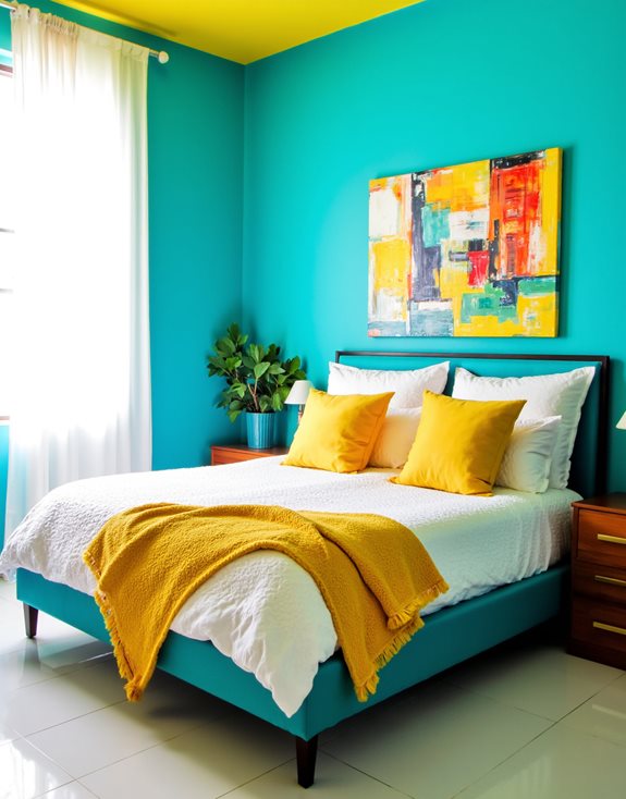 aqua vibrant et jaune