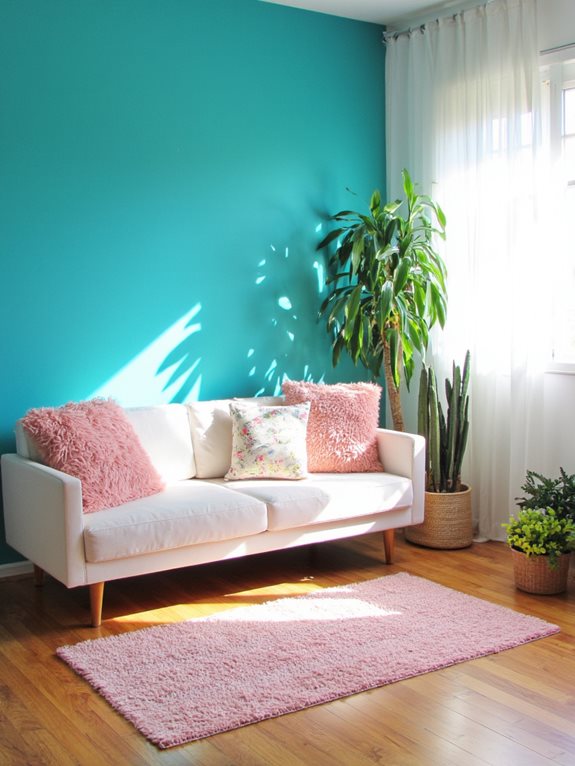 turquoise vif et rose