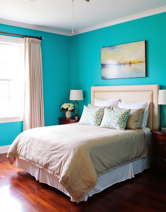 turquoise vibrant et taupe