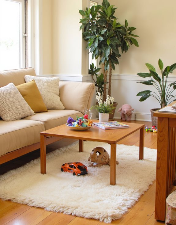 beige chaud et famille en bois