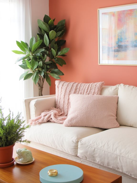 accents intérieurs en corail chaud