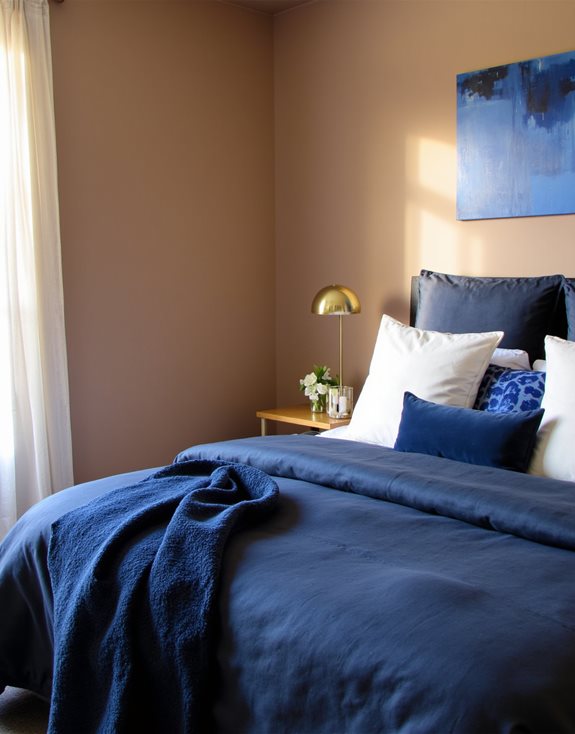 taupe chaud et bleu frais