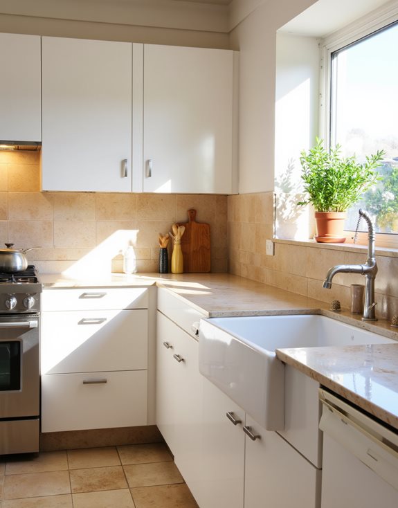 cuisine blanc chaud et beige