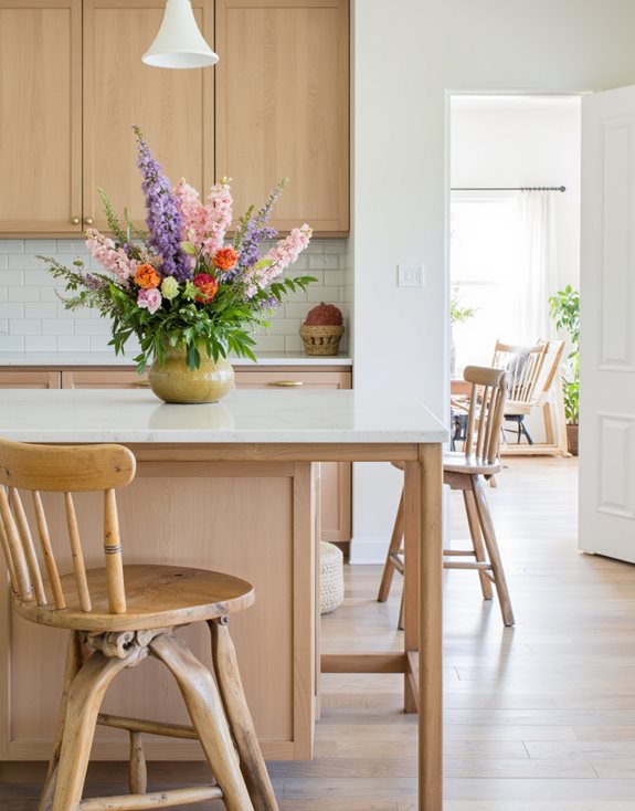îlots de cuisine en bois chaleureux