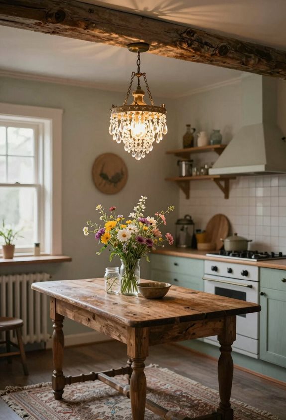 Des lustres anciens illuminent les cuisines