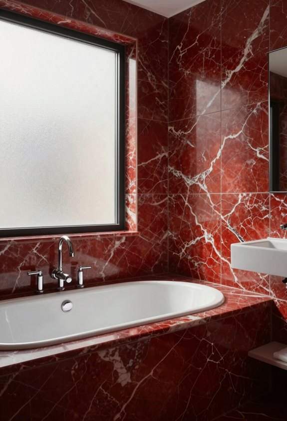 carreaux de marbre rouge artistiques