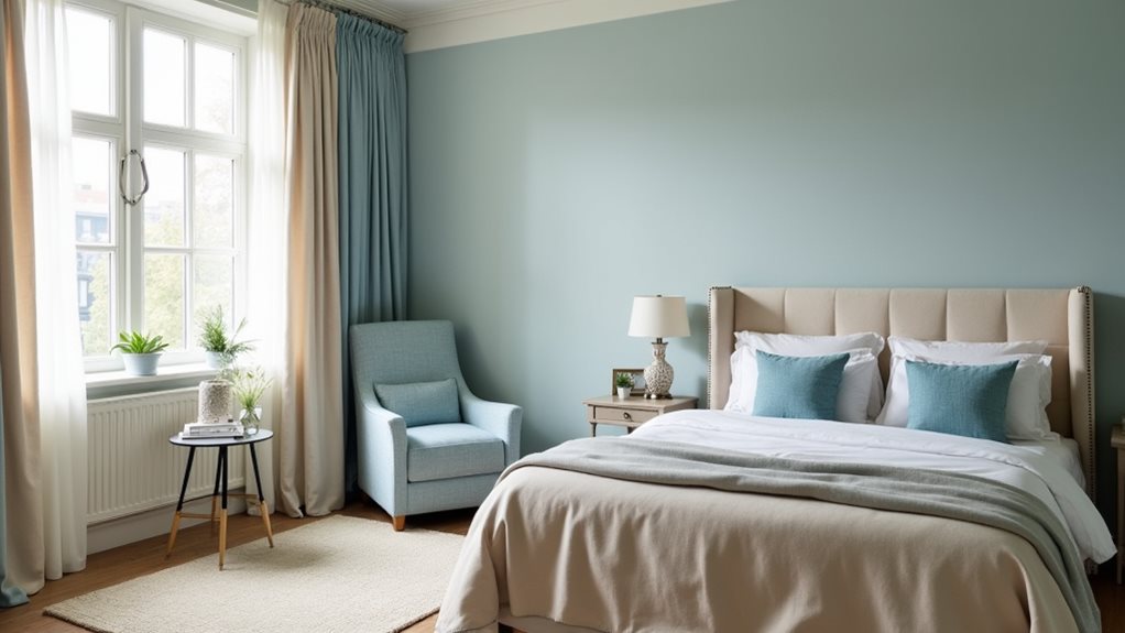 idées de chambre beige et bleue