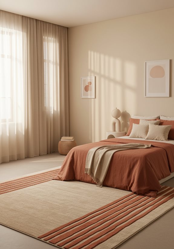 tapis beige avec des motifs terracotta