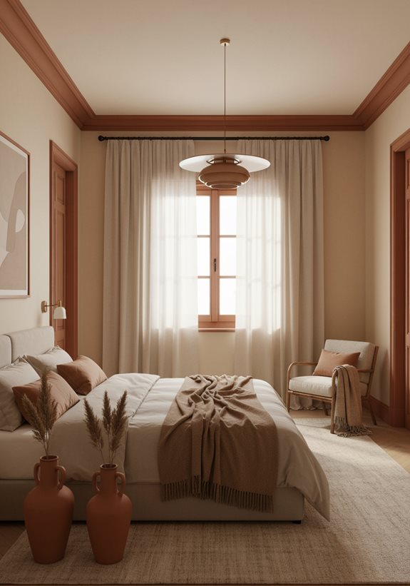 murs beige accents en terre cuite