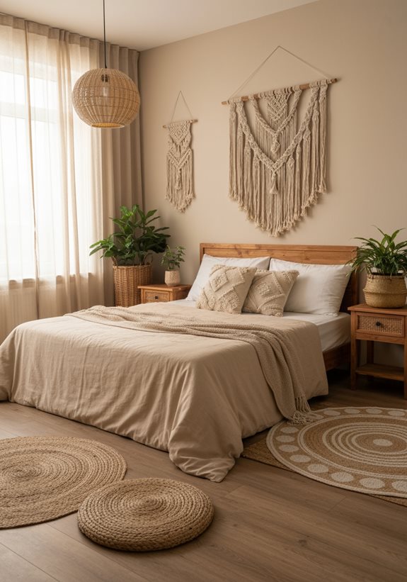 beige bohémien et décoration en bois