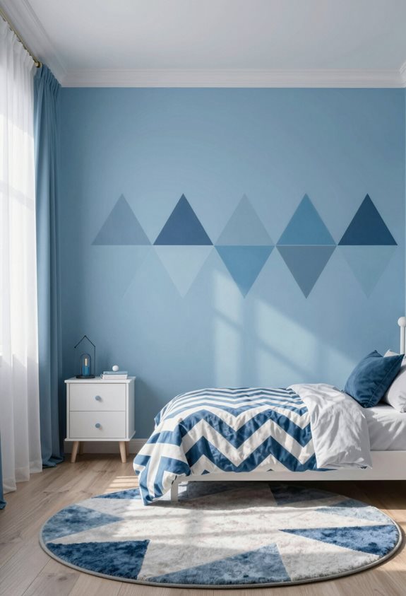 motifs géométriques bleus en gras