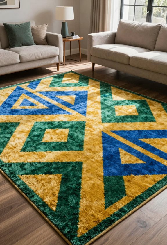 des motifs géométriques audacieux embellissent la décoration