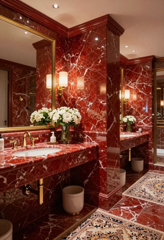 colonnes en marbre rouge vif