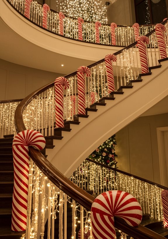 décorations d'escalier en cannes de bonbon