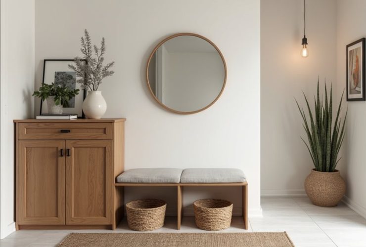 entrée chic et fonctionnelle de petite taille