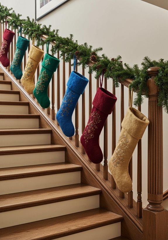 bas de Noël en feutre coloré charme