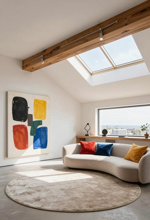 espace créatif contemporain dans le grenier