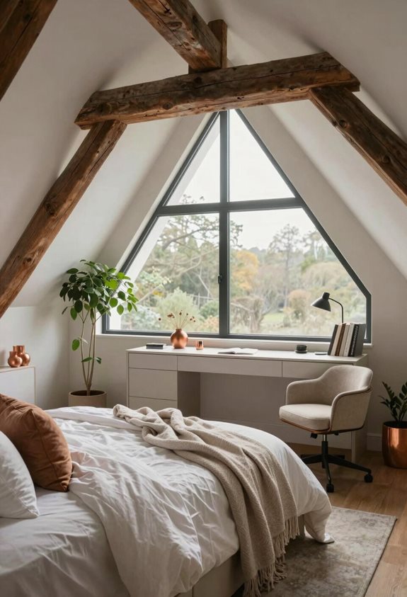 transformation d'espace de travail dans un grenier confortable