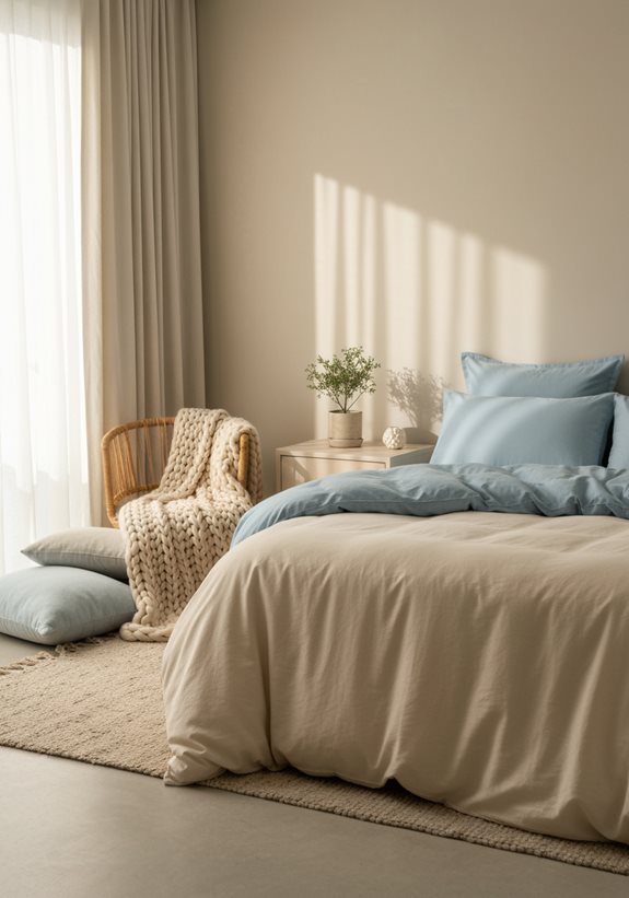 coin confortable bleu beige