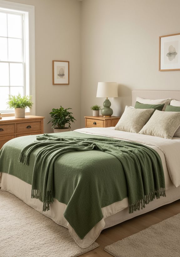 couvertures vertes douillettes pour la chaleur