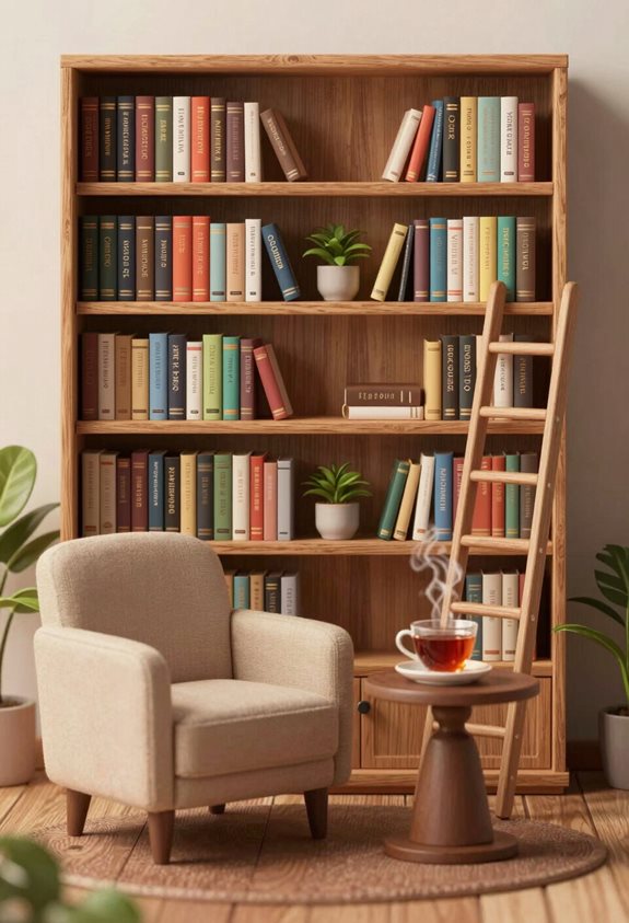 coin bibliothèque miniature confortable