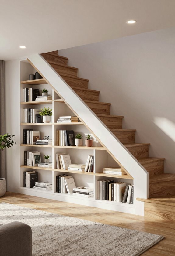 solutions de rangement confortables sous l'escalier