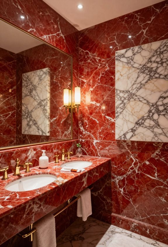 œuvre d'art en marbre rouge dramatique