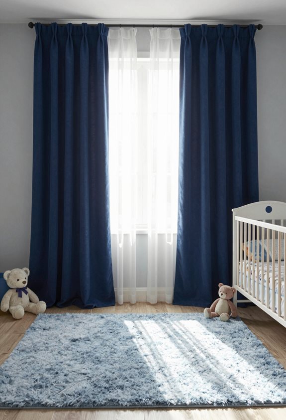 des rideaux bleus élégants ambiance