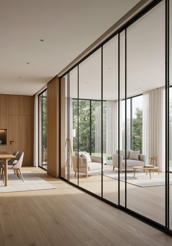 espaces de séparation en verre élégants